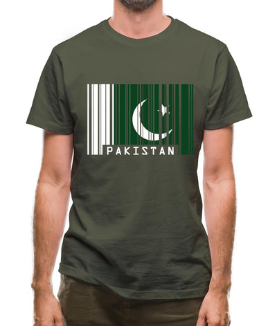 Pakistan Barcode Style Flag Mens T-Shirt