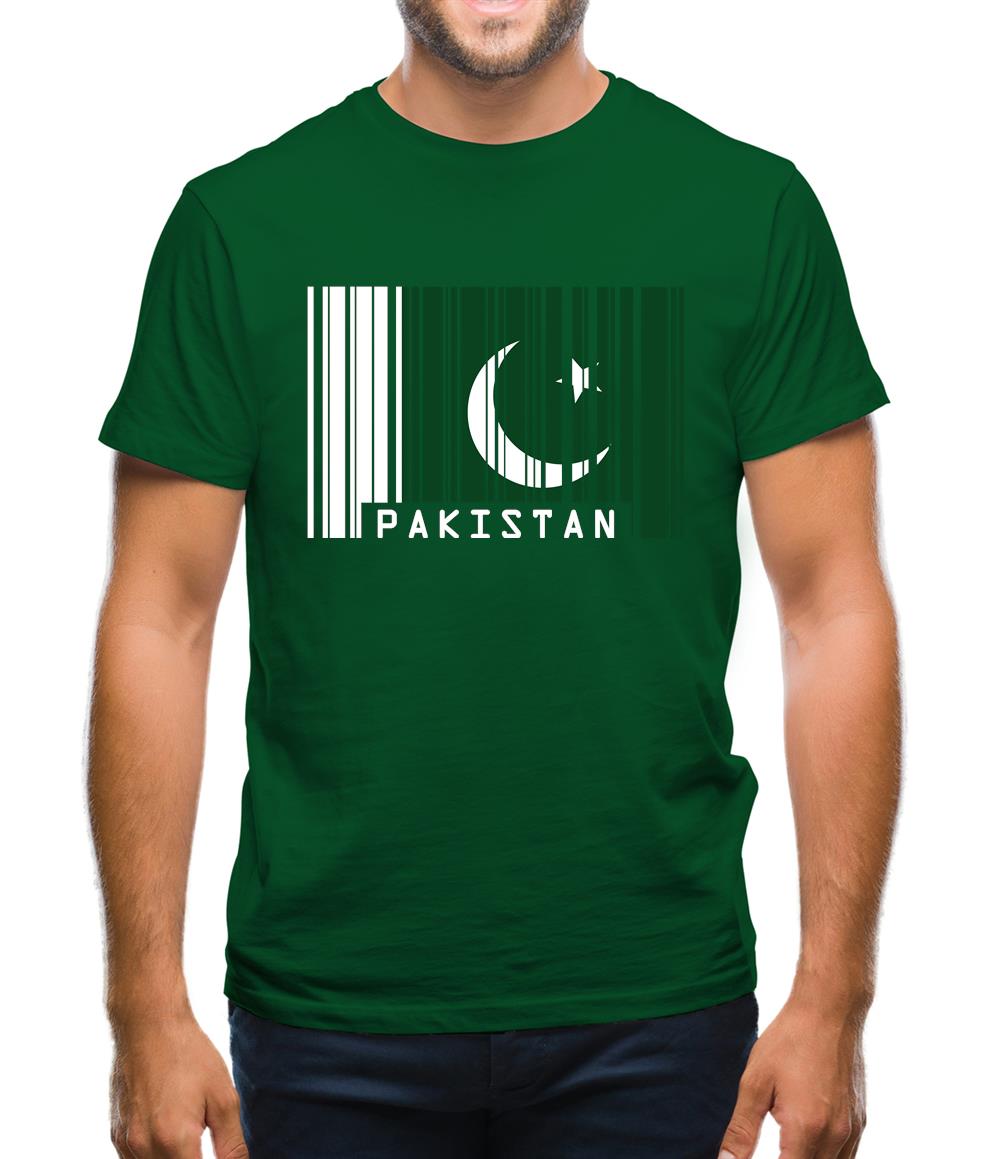 Pakistan Barcode Style Flag Mens T-Shirt