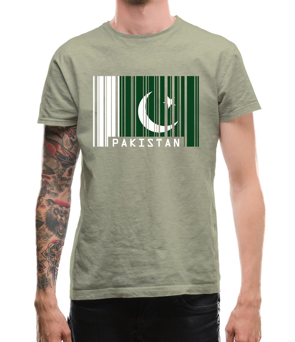 Pakistan Barcode Style Flag Mens T-Shirt