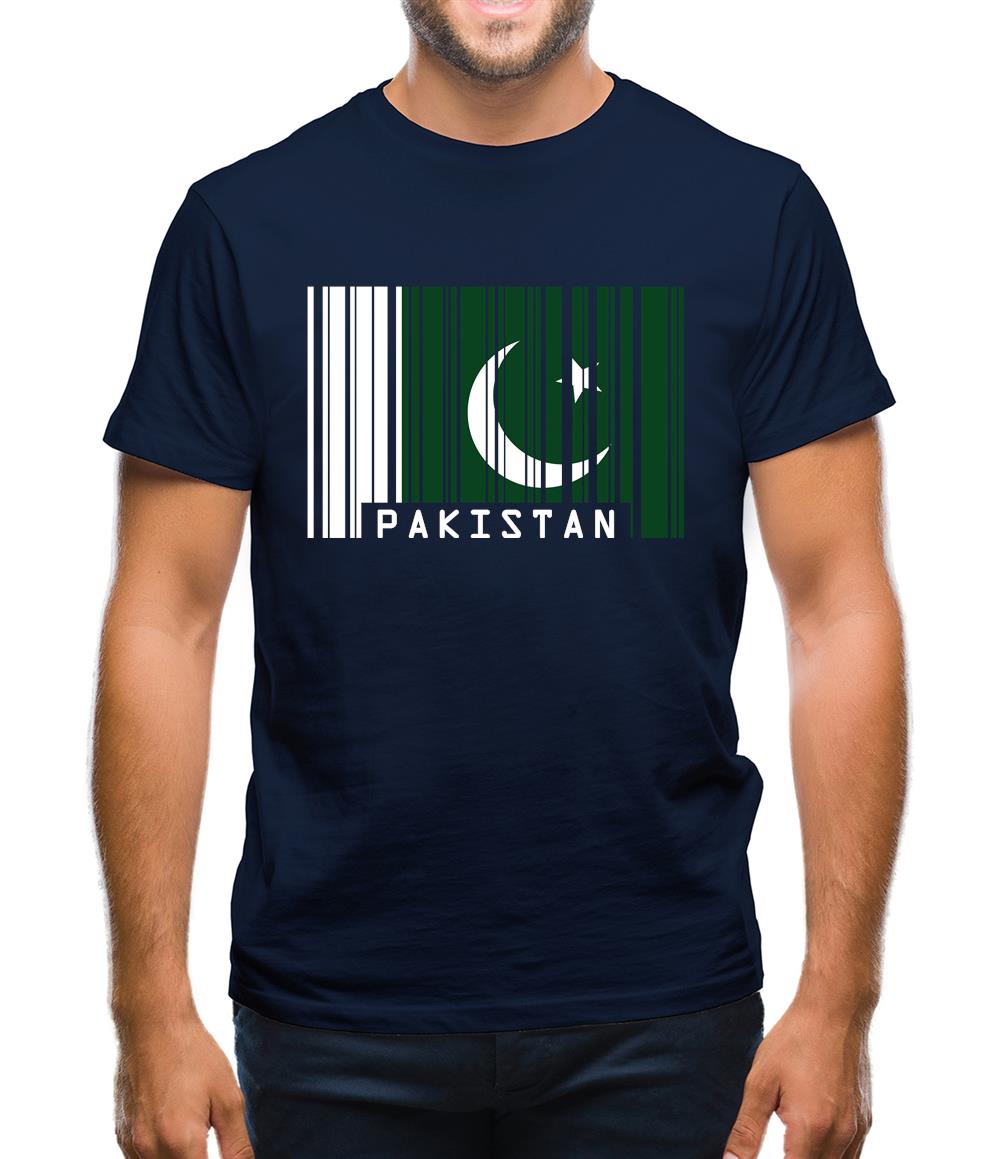Pakistan Barcode Style Flag Mens T-Shirt
