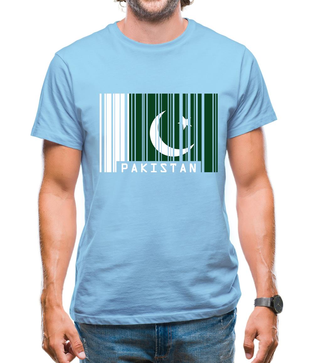 Pakistan Barcode Style Flag Mens T-Shirt
