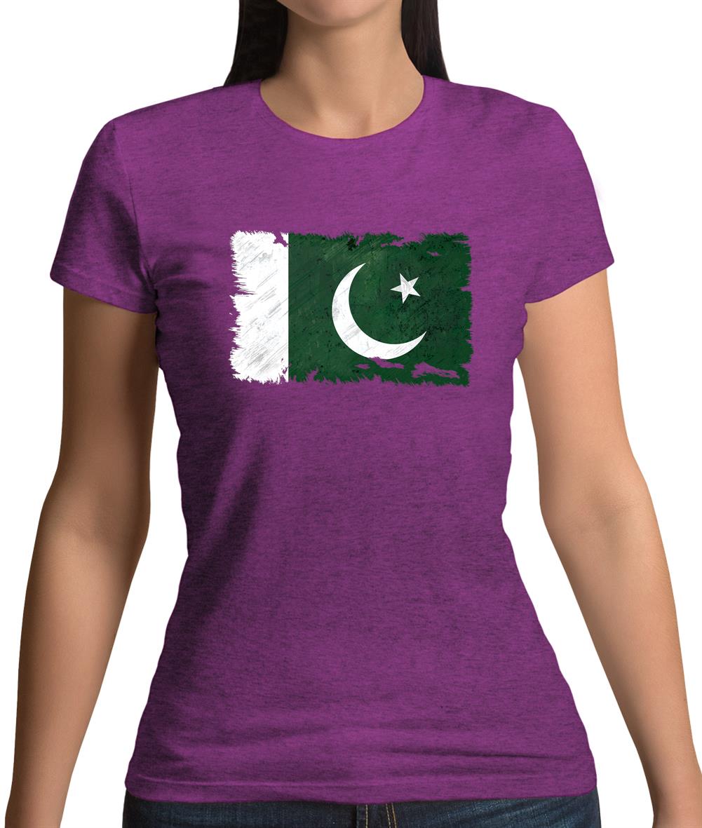 Pakistan Grunge Style Flag Womens T-Shirt