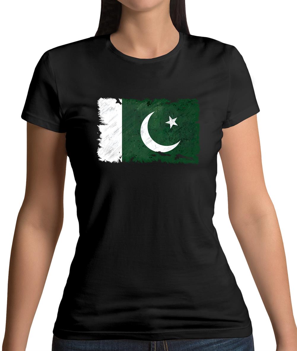 Pakistan Grunge Style Flag Womens T-Shirt