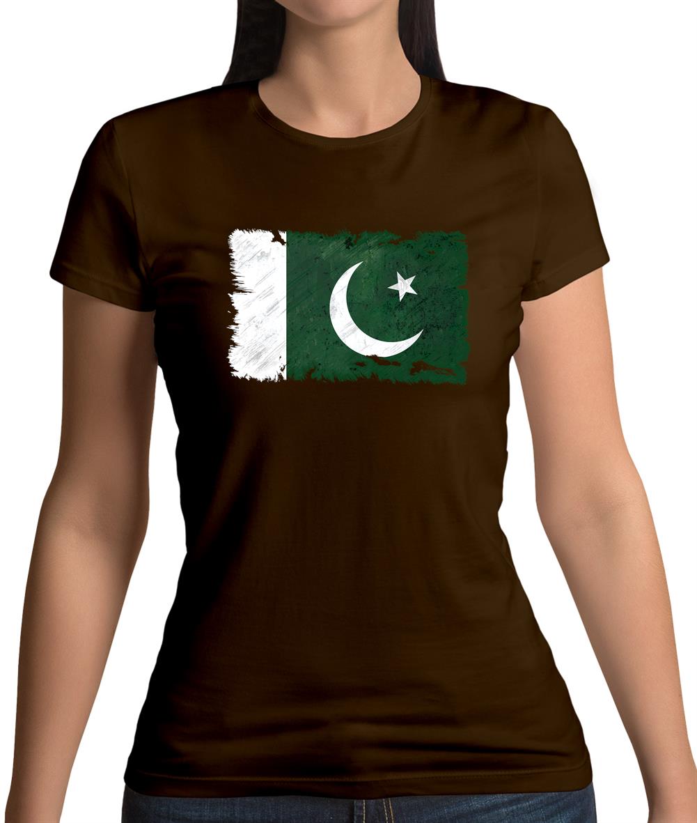Pakistan Grunge Style Flag Womens T-Shirt