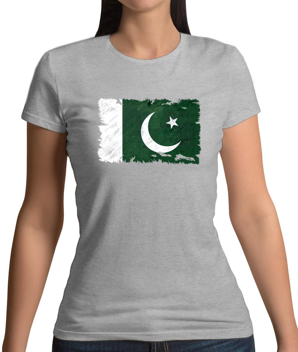 Pakistan Grunge Style Flag Womens T-Shirt
