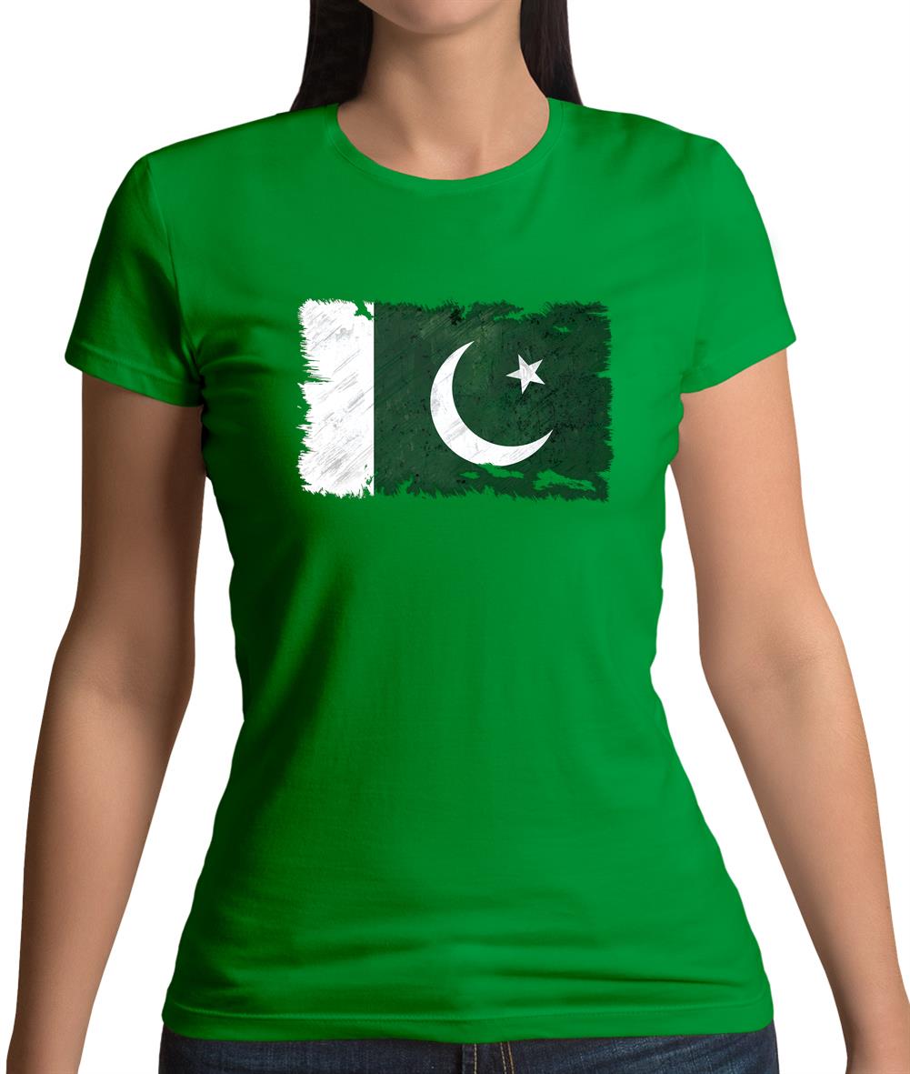 Pakistan Grunge Style Flag Womens T-Shirt