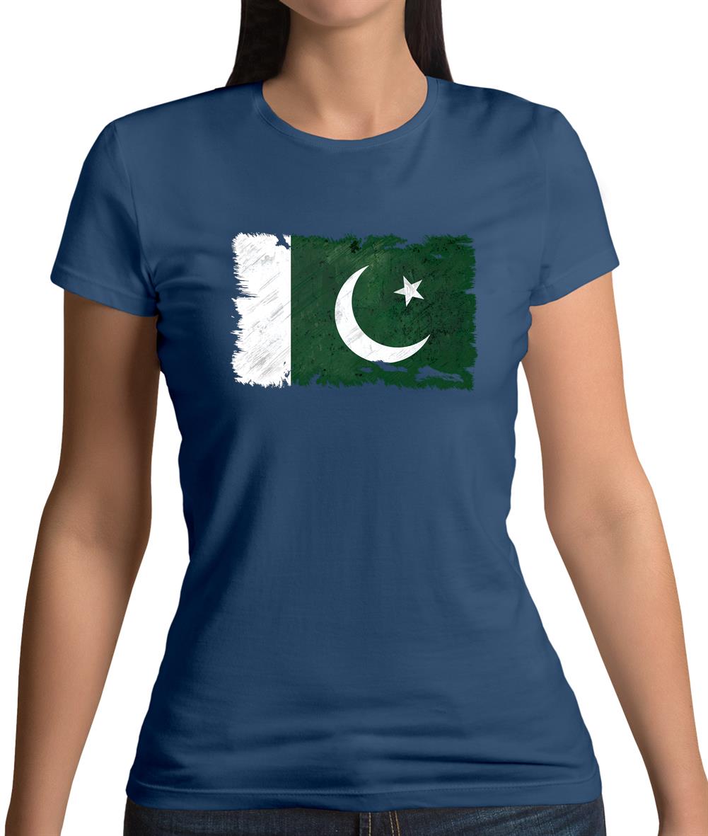 Pakistan Grunge Style Flag Womens T-Shirt
