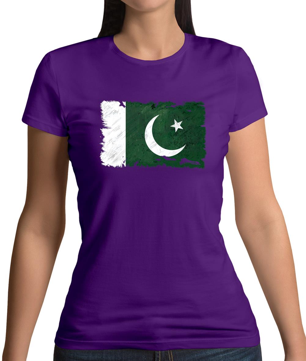 Pakistan Grunge Style Flag Womens T-Shirt
