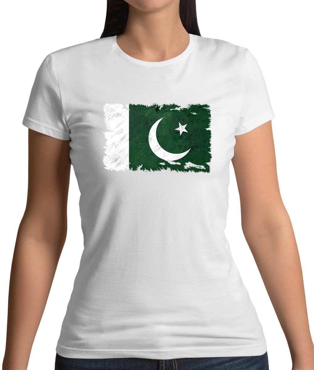 Pakistan Grunge Style Flag Womens T-Shirt