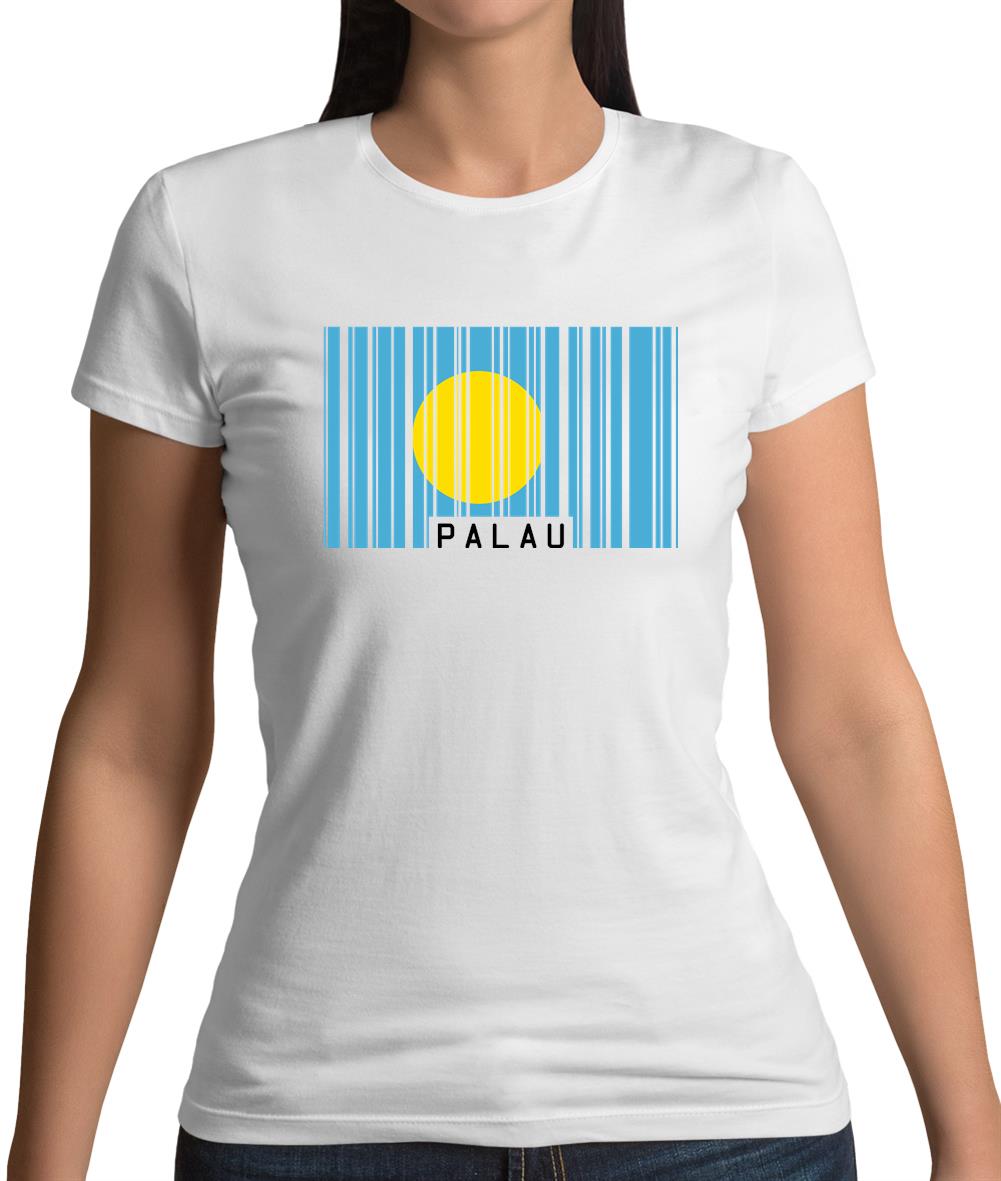 Palau Barcode Style Flag Womens T-Shirt