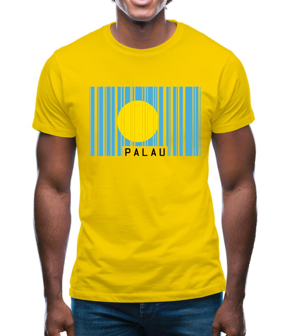 Palau Barcode Style Flag Mens T-Shirt