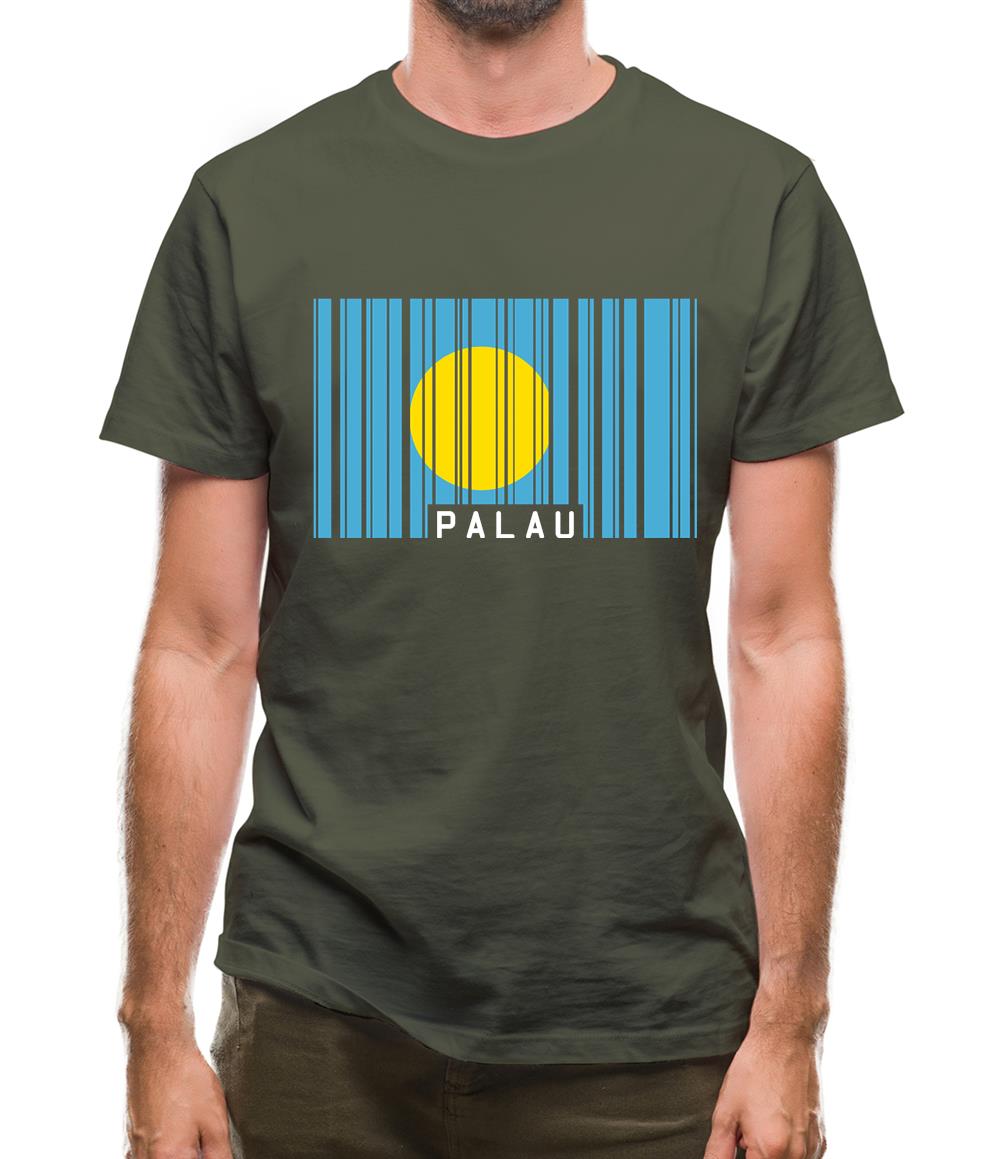 Palau Barcode Style Flag Mens T-Shirt