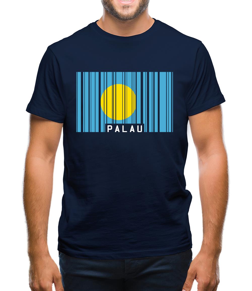Palau Barcode Style Flag Mens T-Shirt