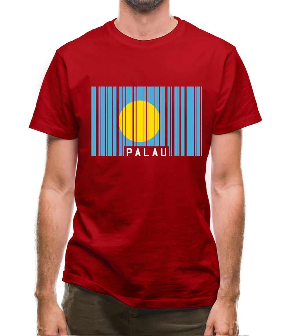 Palau Barcode Style Flag Mens T-Shirt