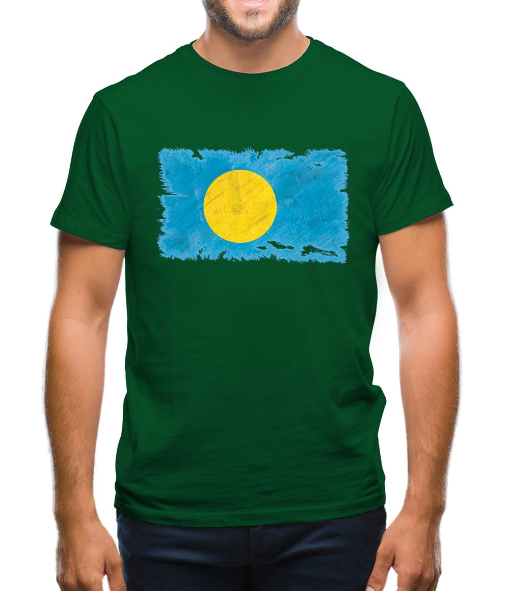 Palau Grunge Style Flag Mens T-Shirt