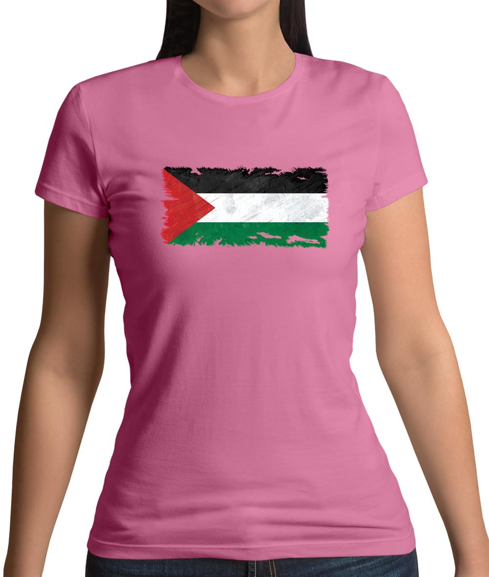 Palestine Grunge Style Flag Womens T-Shirt