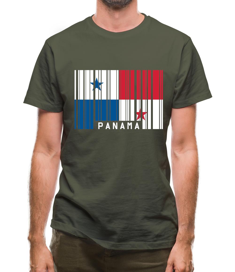 Panama Barcode Style Flag Mens T-Shirt