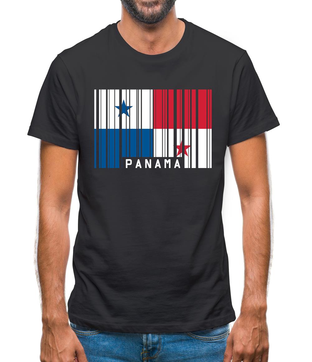 Panama Barcode Style Flag Mens T-Shirt