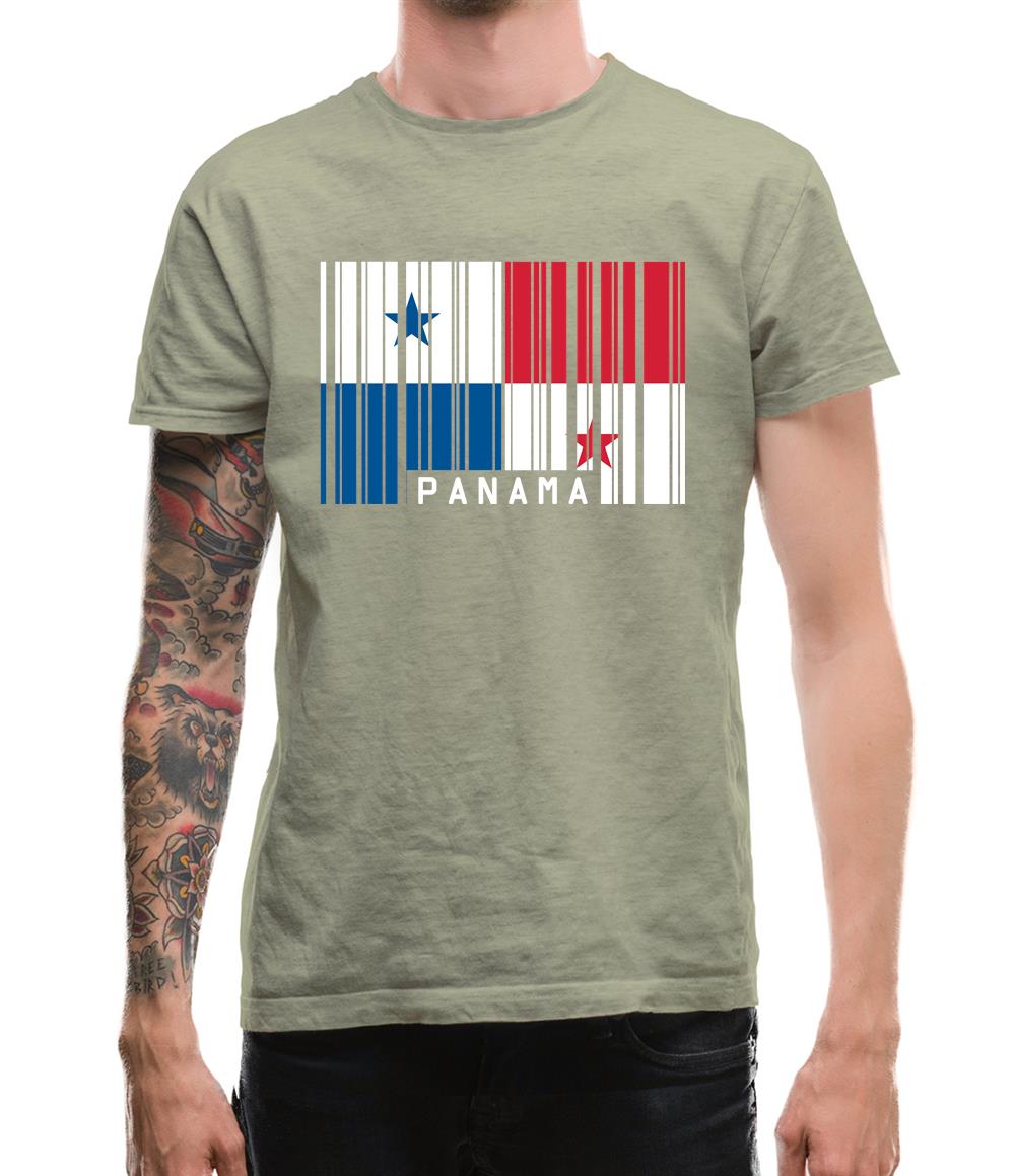 Panama Barcode Style Flag Mens T-Shirt