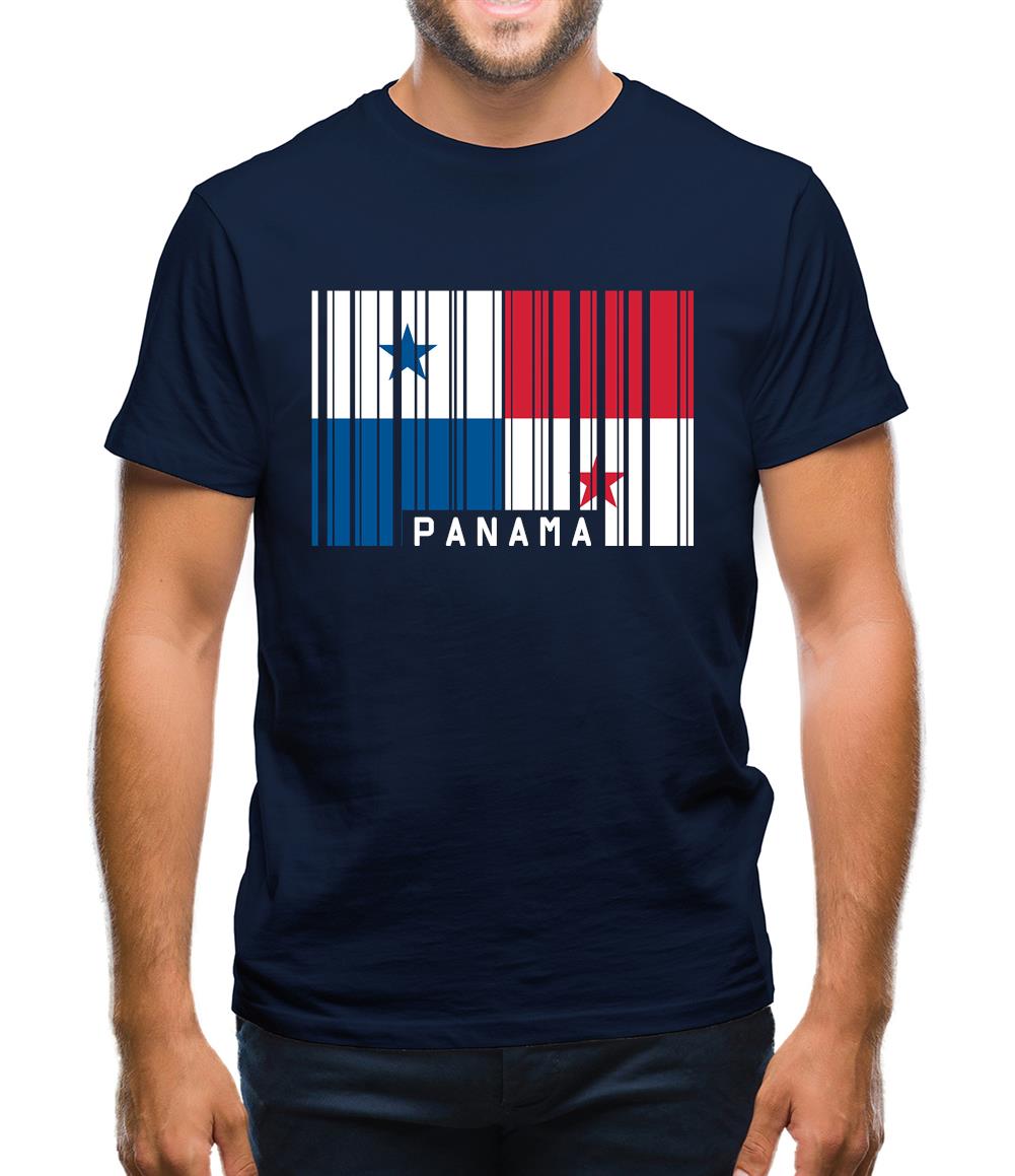 Panama Barcode Style Flag Mens T-Shirt
