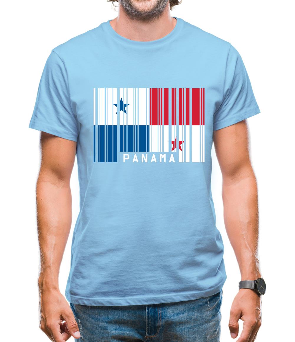 Panama Barcode Style Flag Mens T-Shirt