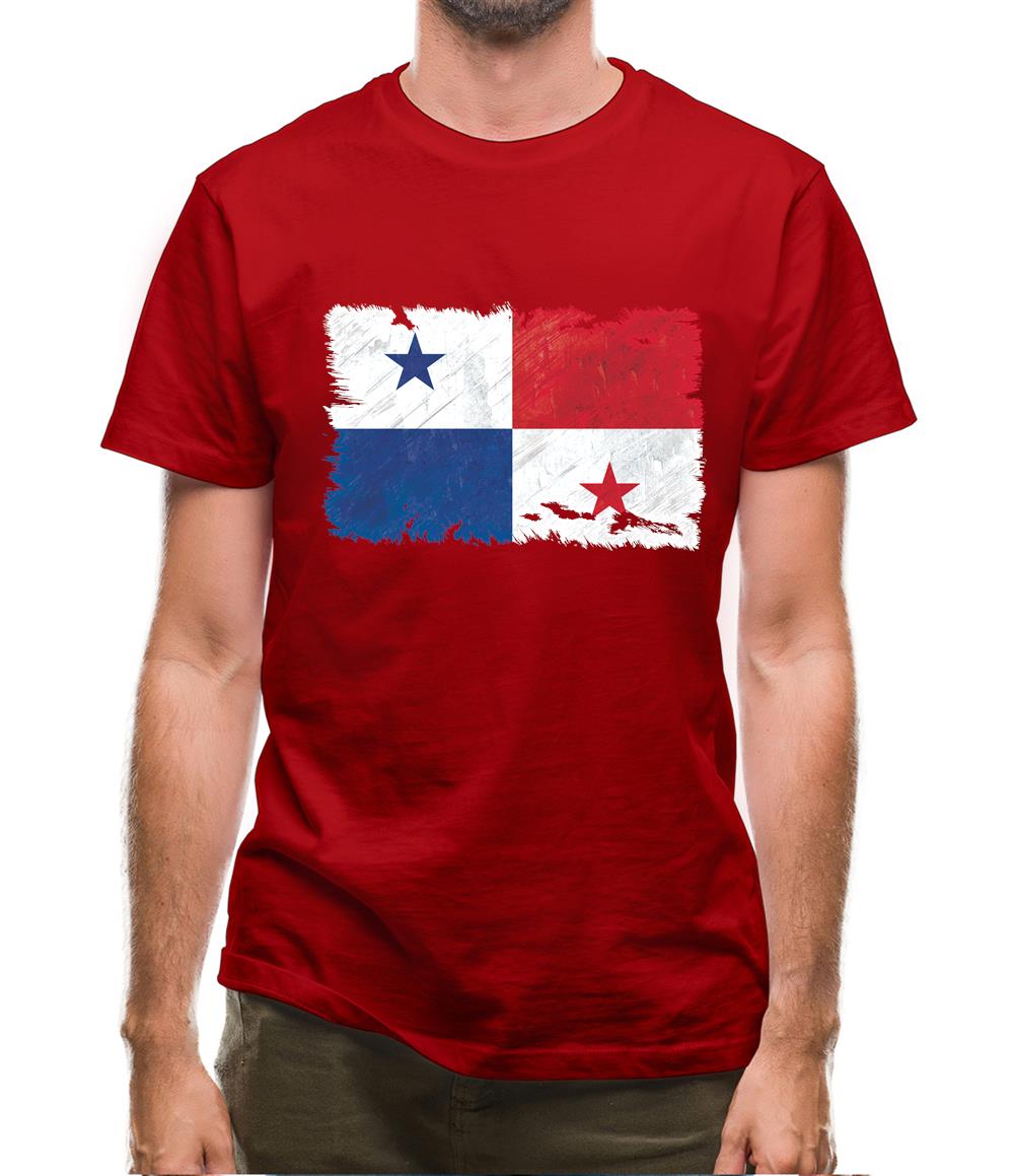Panama Grunge Style Flag Mens T-Shirt