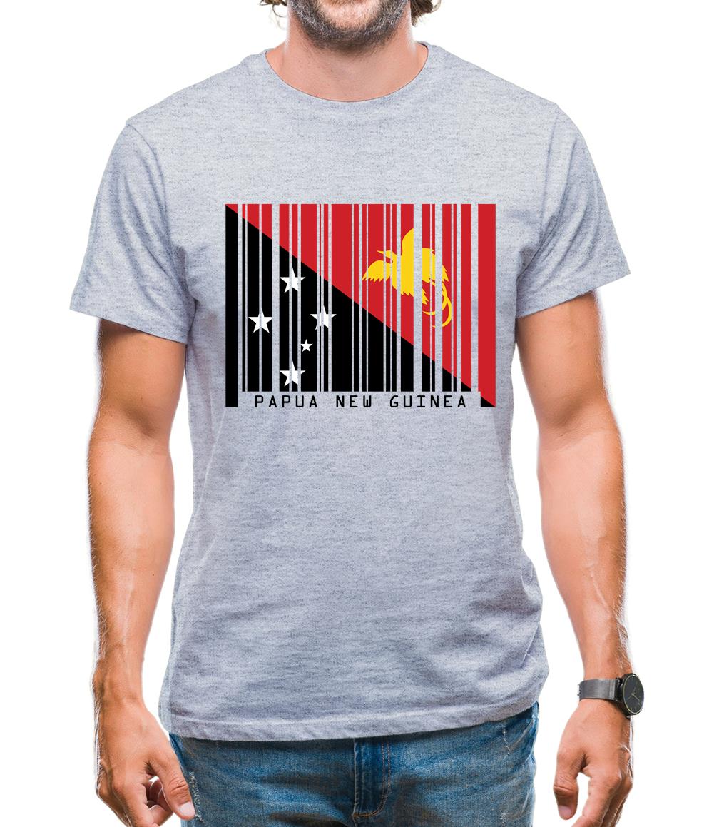 Papua New Guinea  Barcode Style Flag Mens T-Shirt