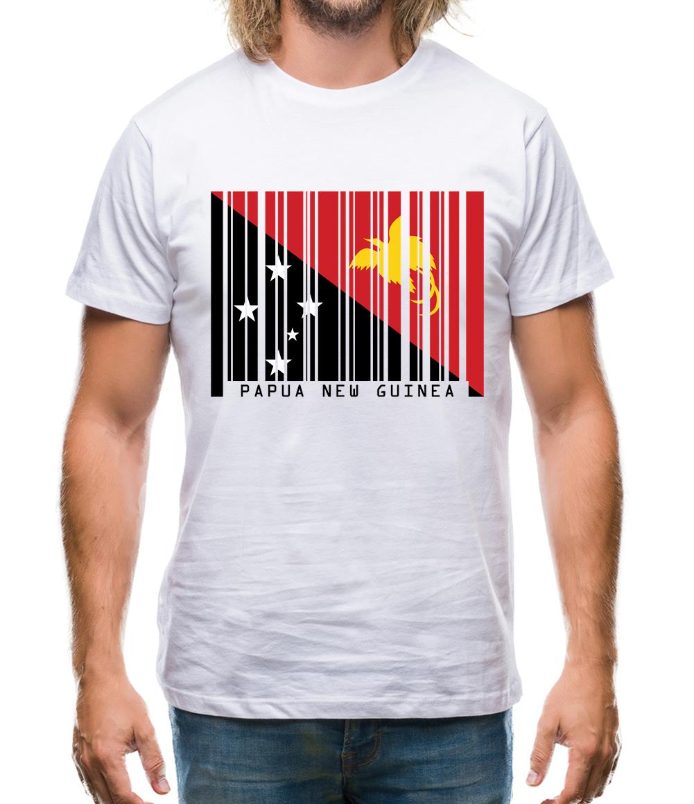 Papua New Guinea  Barcode Style Flag Mens T-Shirt
