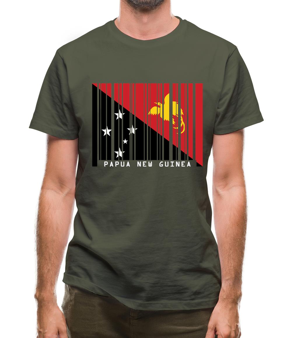 Papua New Guinea  Barcode Style Flag Mens T-Shirt
