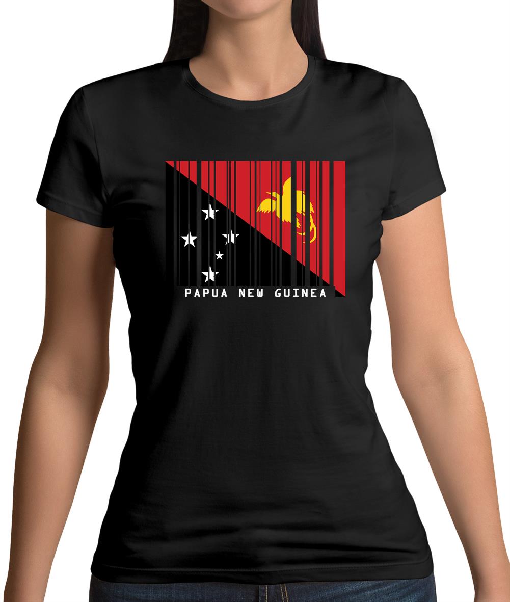Papua New Guinea  Barcode Style Flag Womens T-Shirt