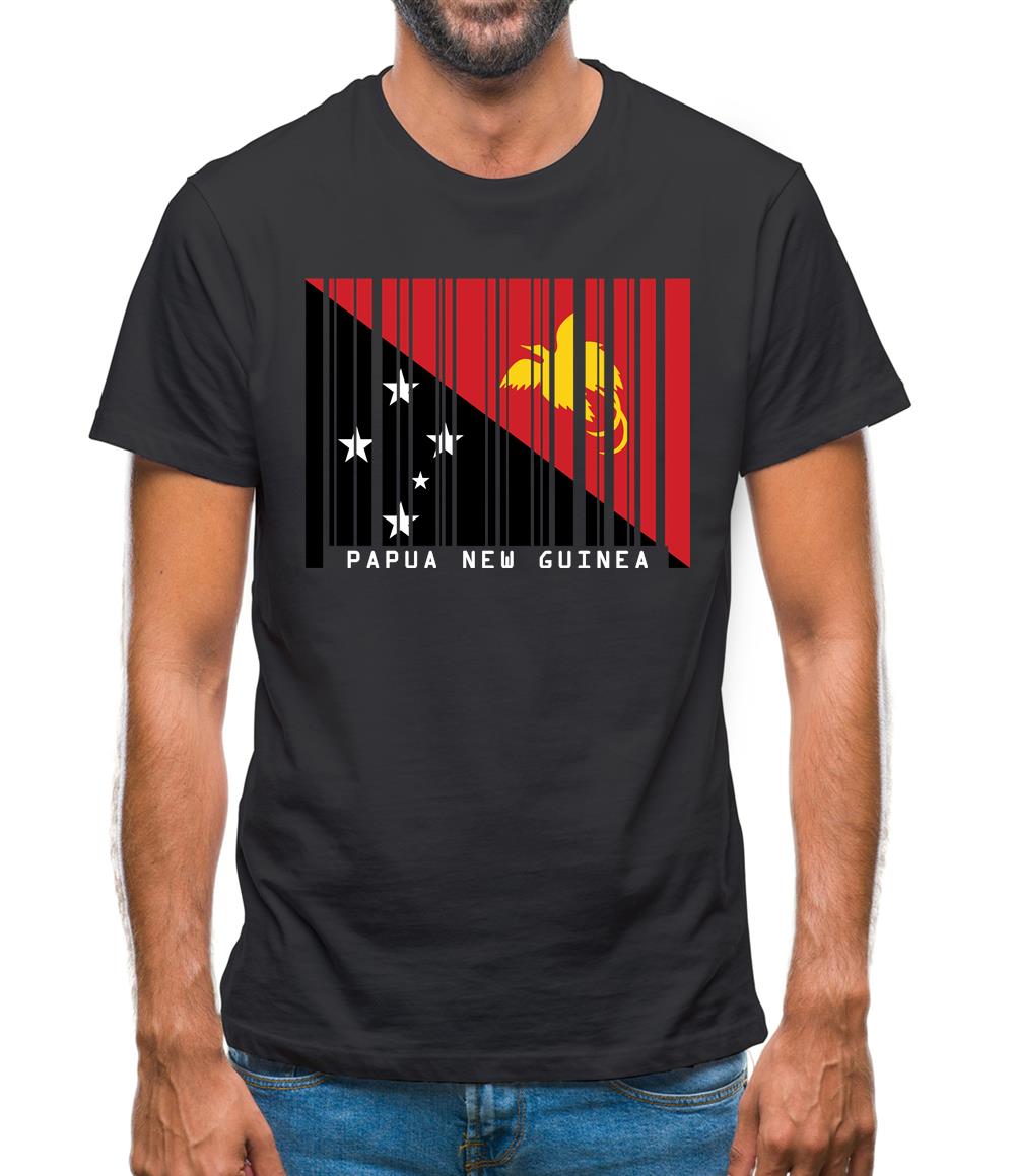 Papua New Guinea  Barcode Style Flag Mens T-Shirt