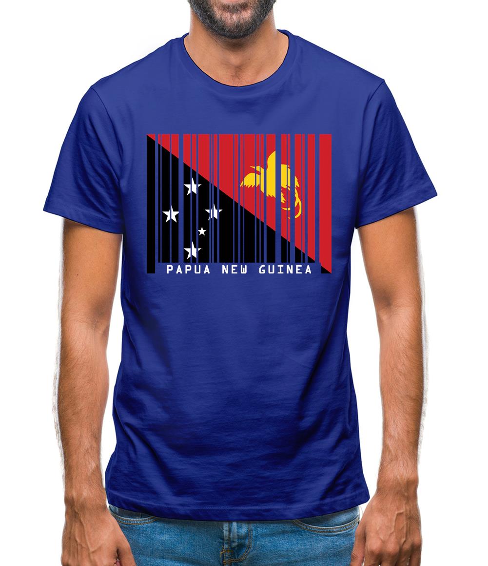 Papua New Guinea  Barcode Style Flag Mens T-Shirt