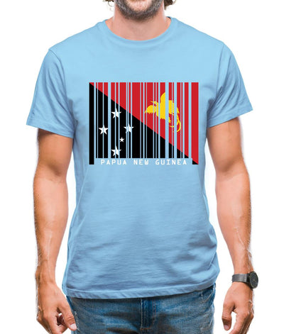 Papua New Guinea  Barcode Style Flag Mens T-Shirt