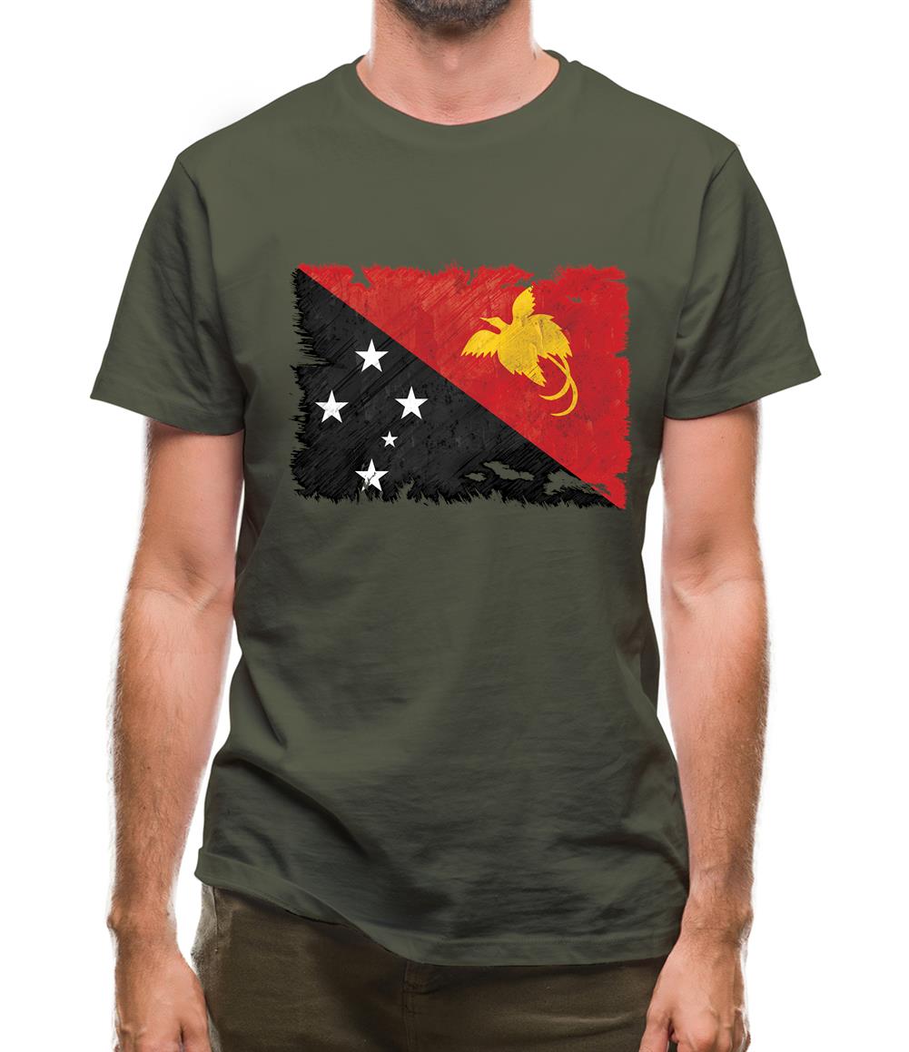 Papua New Guinea Grunge Style Flag Mens T-Shirt
