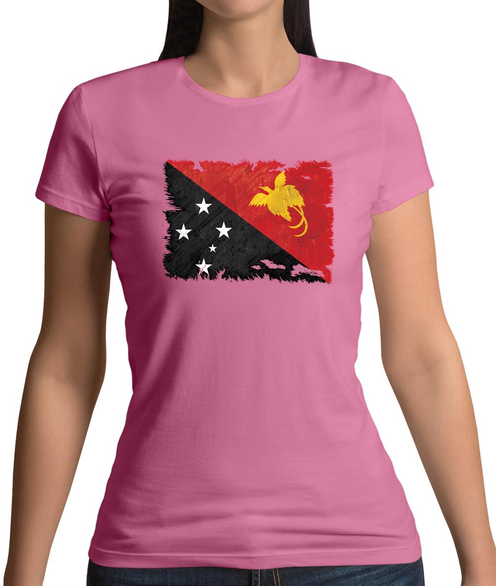 Papua New Guinea Grunge Style Flag Womens T-Shirt