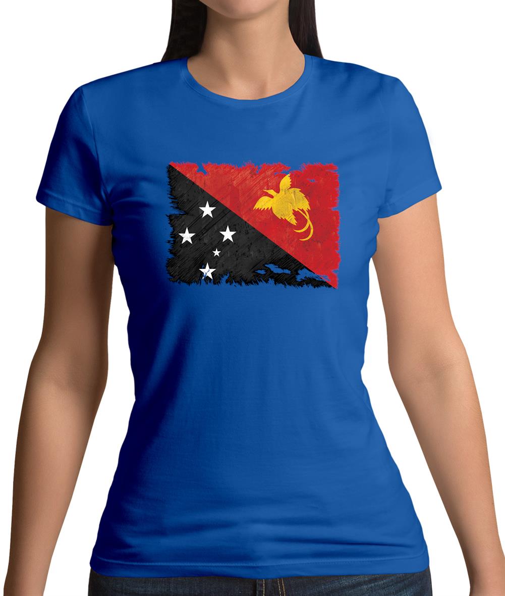 Papua New Guinea Grunge Style Flag Womens T-Shirt