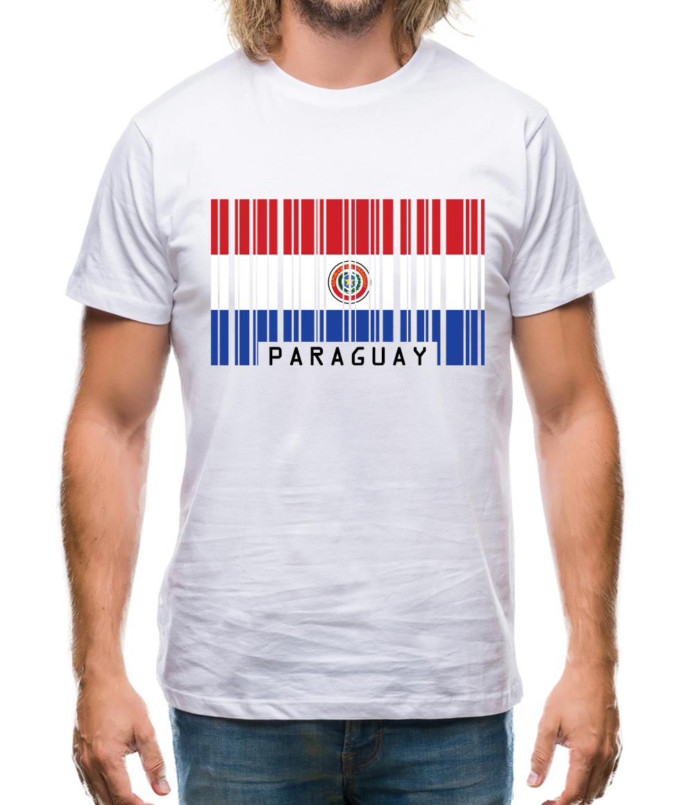 Paraguay Barcode Style Flag Mens T-Shirt