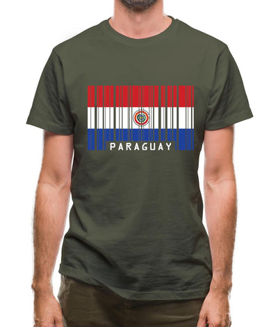Paraguay Barcode Style Flag Mens T-Shirt