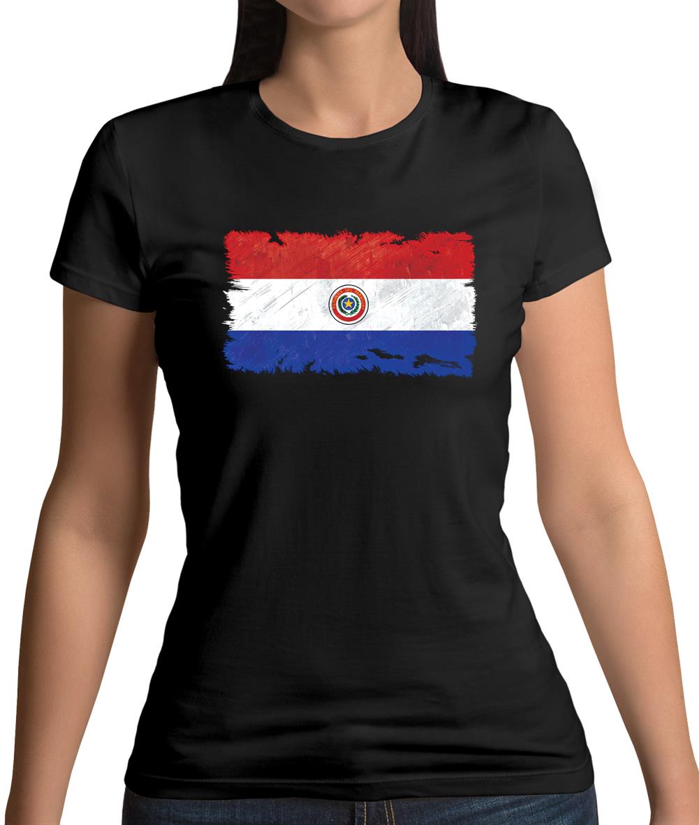 Paraguay Grunge Style Flag Womens T-Shirt