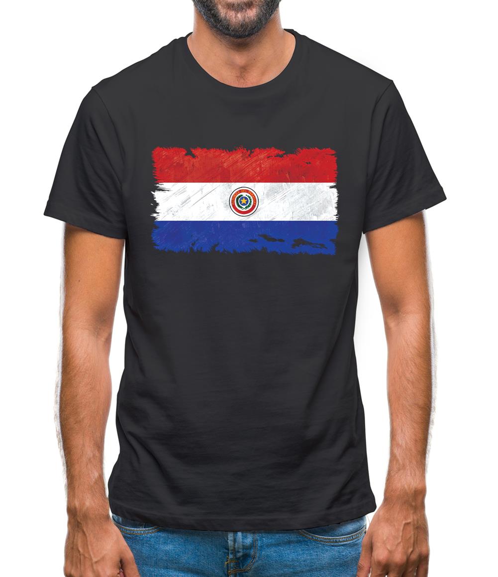 Paraguay Grunge Style Flag Mens T-Shirt