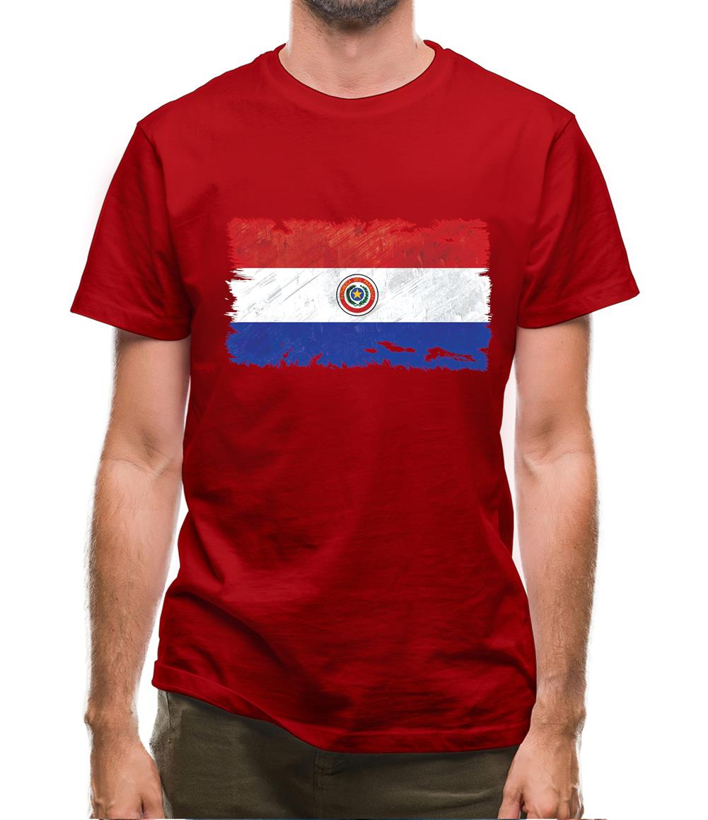 Paraguay Grunge Style Flag Mens T-Shirt