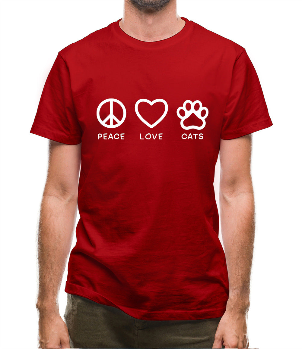 Peace, Love And Cats Mens T-Shirt