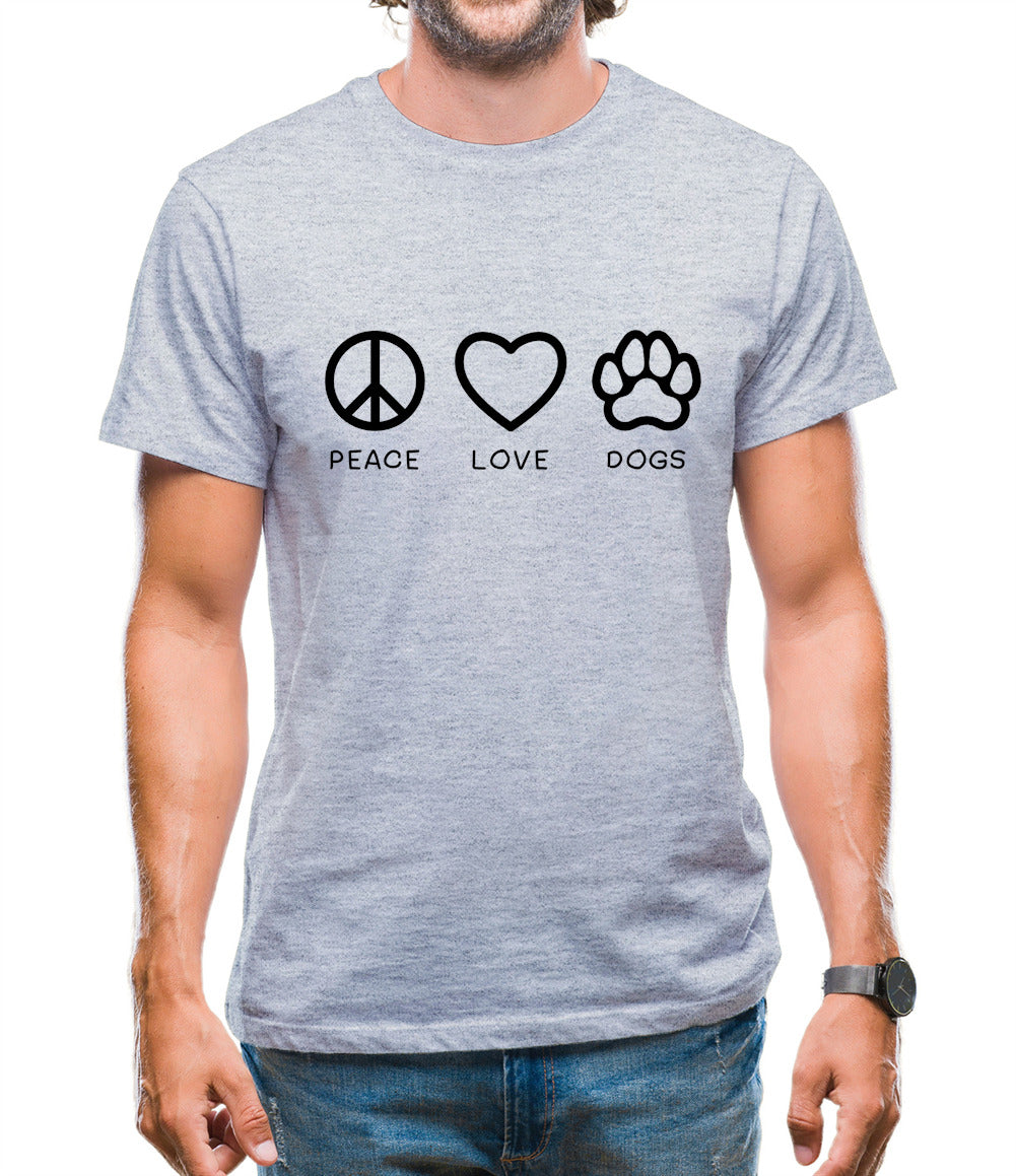 Peace, Love And Dogs Mens T-Shirt