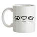 Peace, Love And Dogs Ceramic Mug