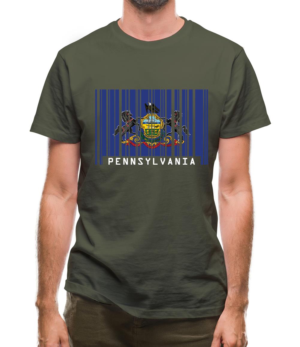 Pennsylvania Barcode Style Flag Mens T-Shirt