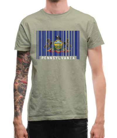 Pennsylvania Barcode Style Flag Mens T-Shirt