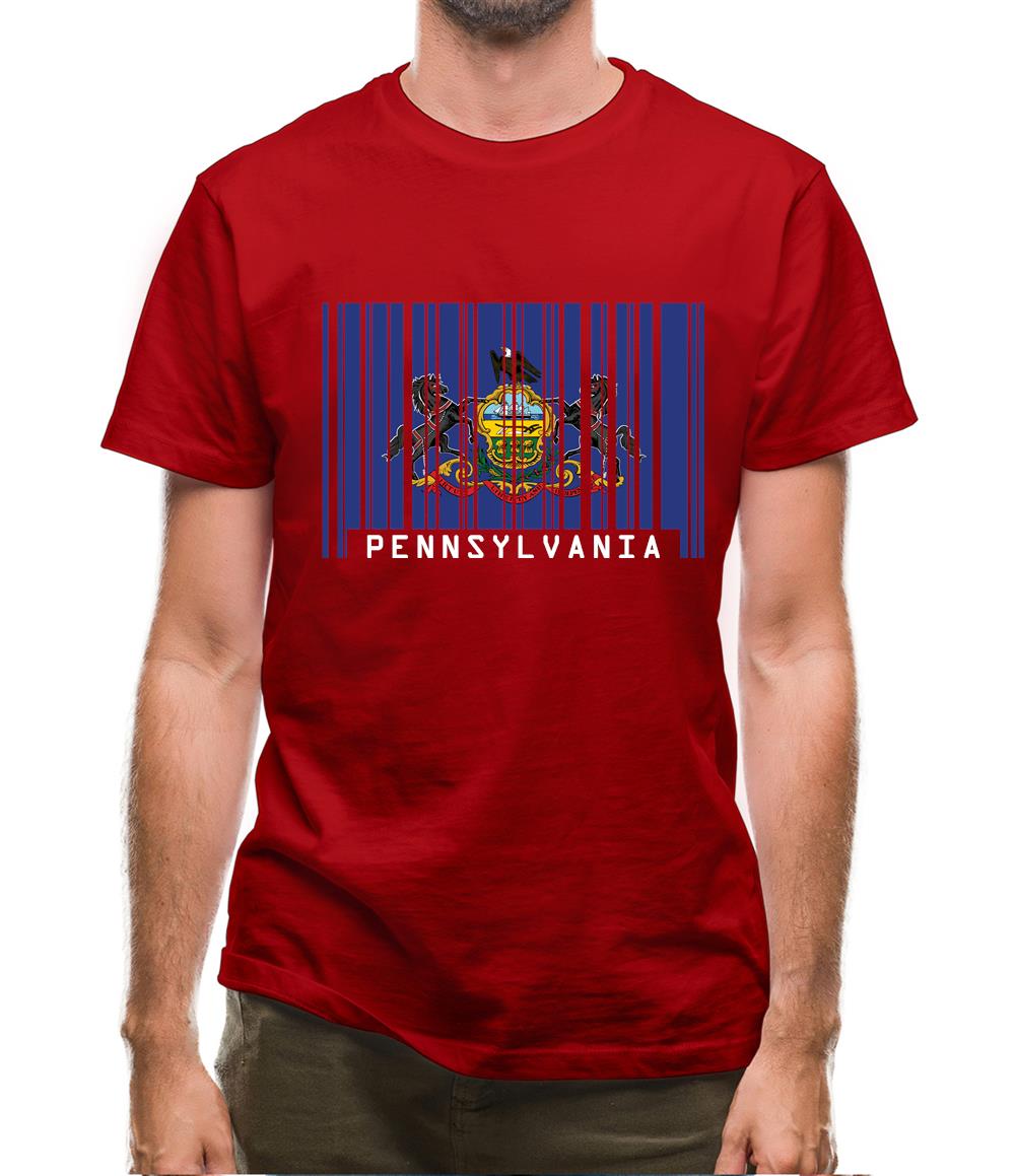 Pennsylvania Barcode Style Flag Mens T-Shirt