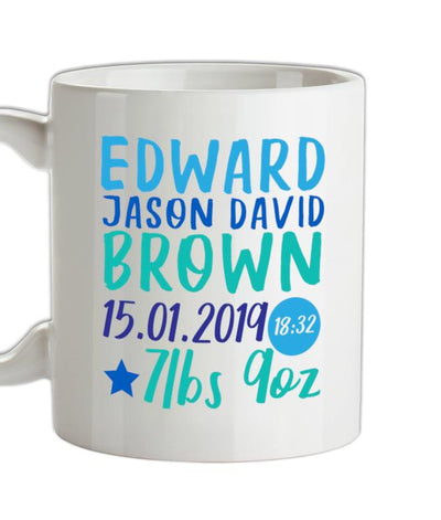 Personalised Baby Birth Information Ceramic Mug