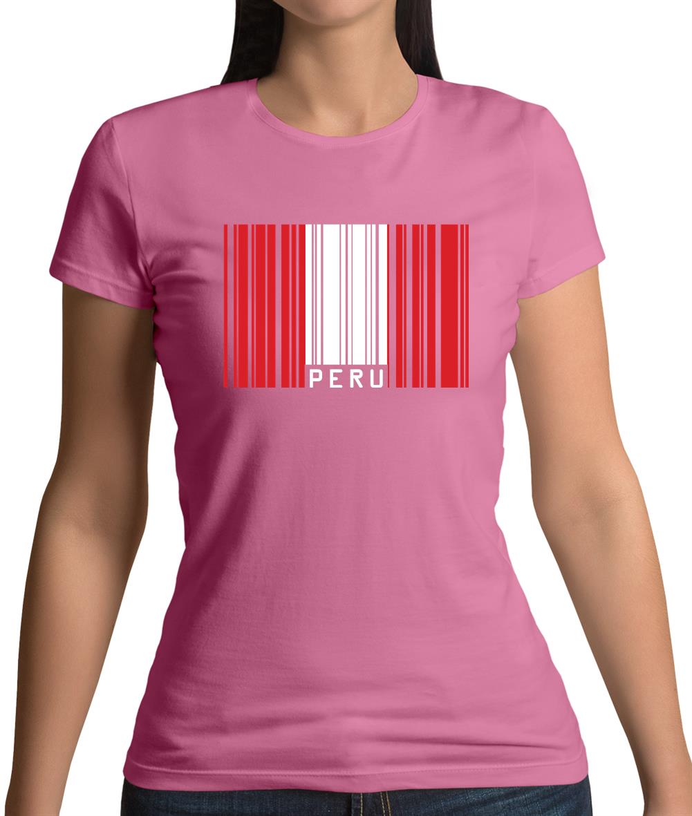 Peru Barcode Style Flag Womens T-Shirt