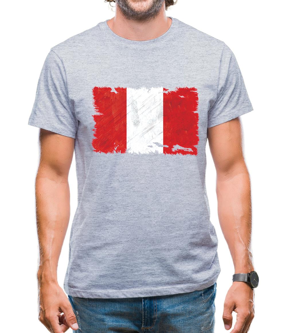 Peru Grunge Style Flag Mens T-Shirt